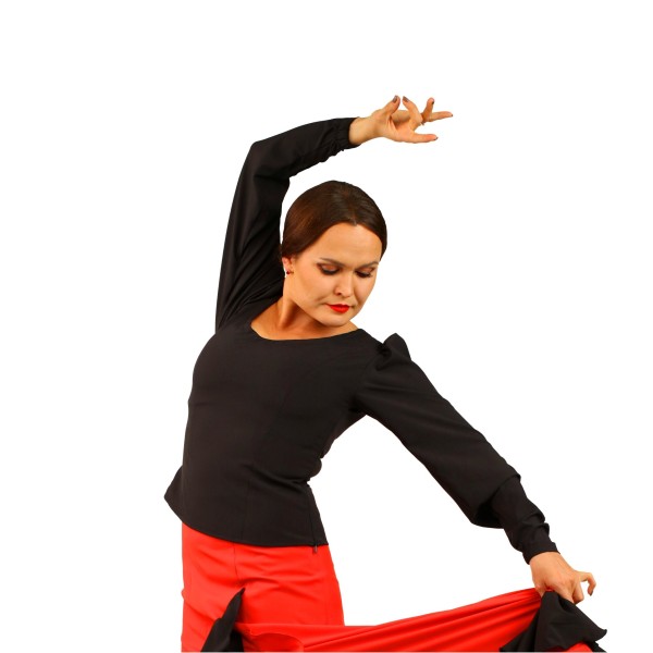Flamenco Top - Black - Puff Sleeves - ALBOREA 01