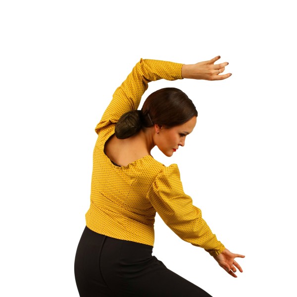Flamenco Top - Yellow - Polka Dots - Puff Sleeves - ALBOREA 04