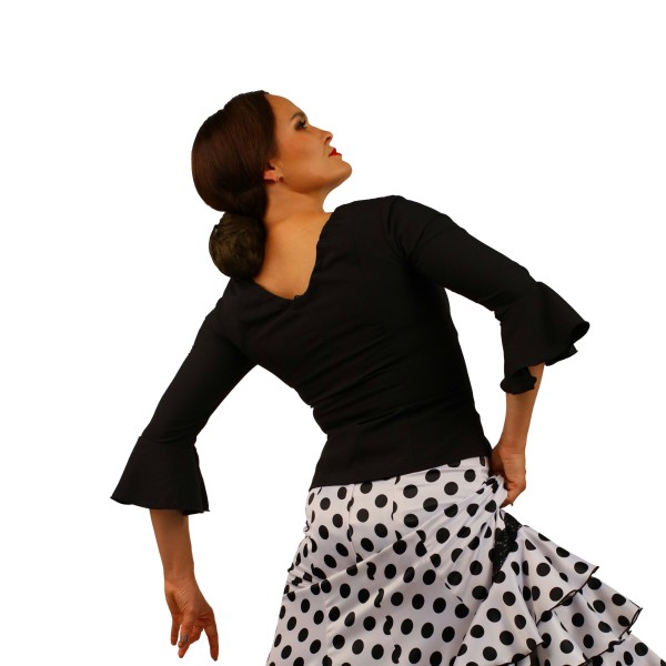 Flamenco Top - Black - 3/4 Ruffle Sleeves - ALEGRIA 01