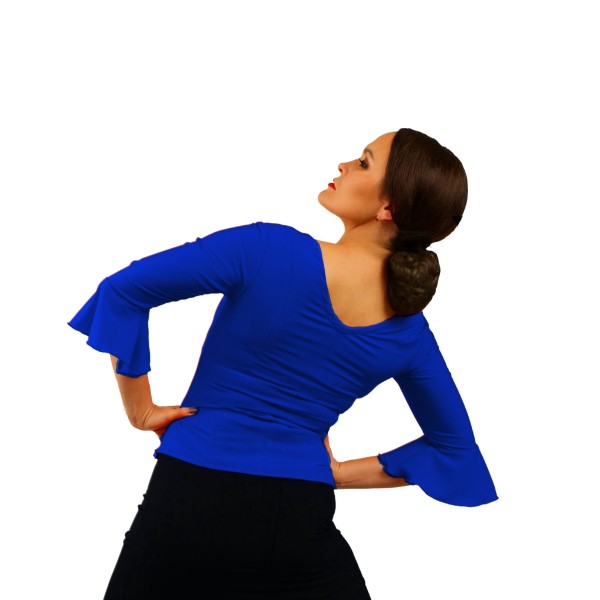 Flamenco Top - Blue - 3/4 Ruffle Sleeves - ALEGRIA 05
