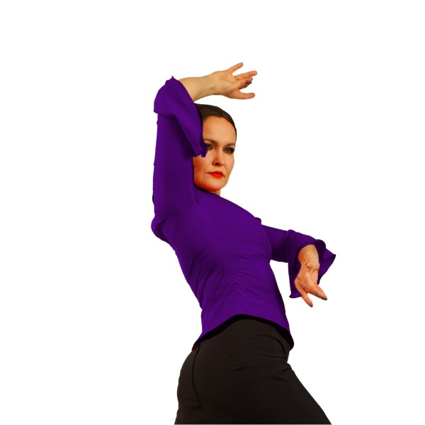 Flamenco Top - Purple - 3/4 Ruffle Sleeves - ALEGRIA 06