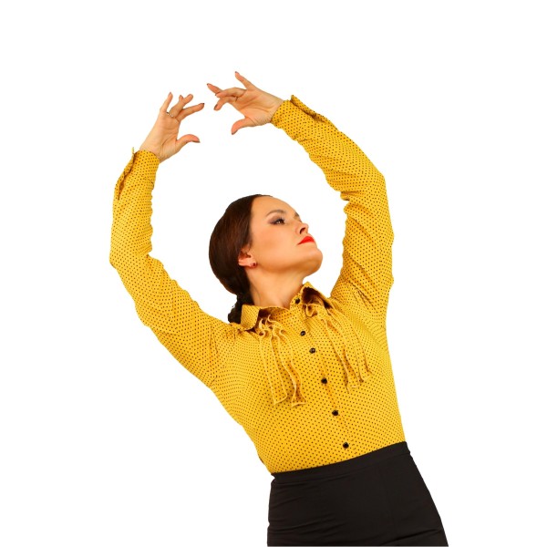 Flamenco Shirt - Yellow - Polka Dots - Long Sleeves - SOLEA 04