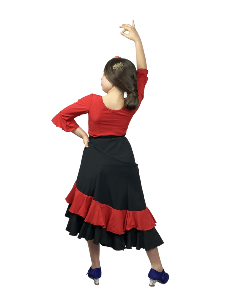Flamenco Skirt - Children - Black and Red - Ruffles - RUMBA 01
