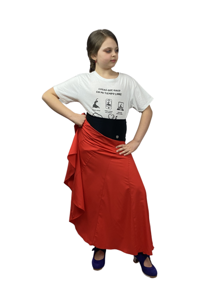 Flamenco Skirt - Children's Practice Skirt - Red - TANGUILLO 03