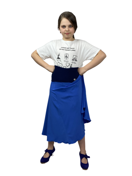 Flamenco Skirt - Children's Practice Skirt - Blue - TANGUILLO 04