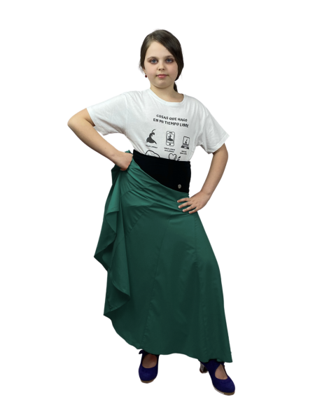 Flamenco Skirt - Children's Practice Skirt - Green - TANGUILLO 05