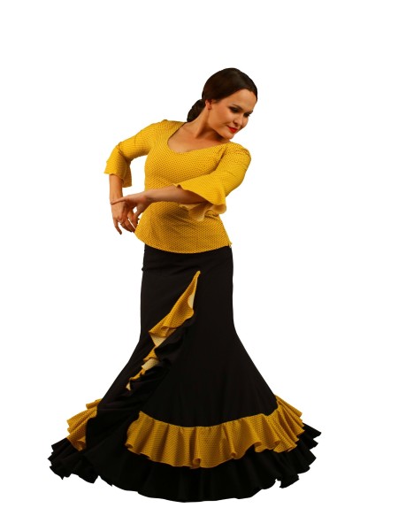 Flamenco Skirt - Black and Yellow - Ruffles - SOLEA 06