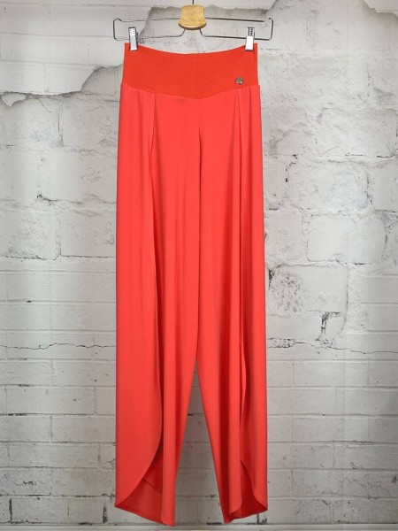 Orange trousers with slits  from elastic fabric BULERIAS 03