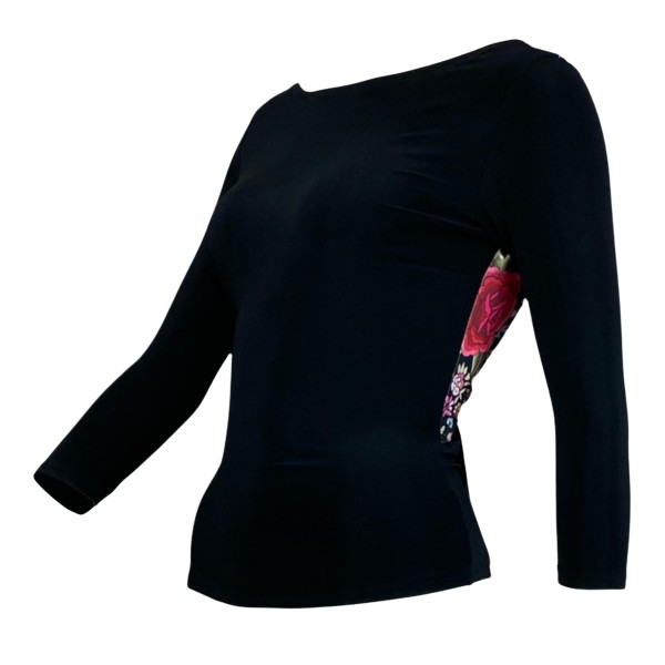 Backless black top from elastic fabric MILONGA 01