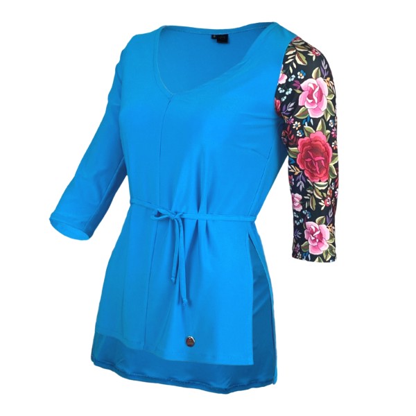 Blue tunic top from elastic fabric BULERIAS 04