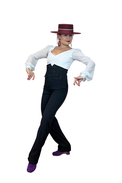 Elegant high-waisted trousers FARRUCA with elegant belt